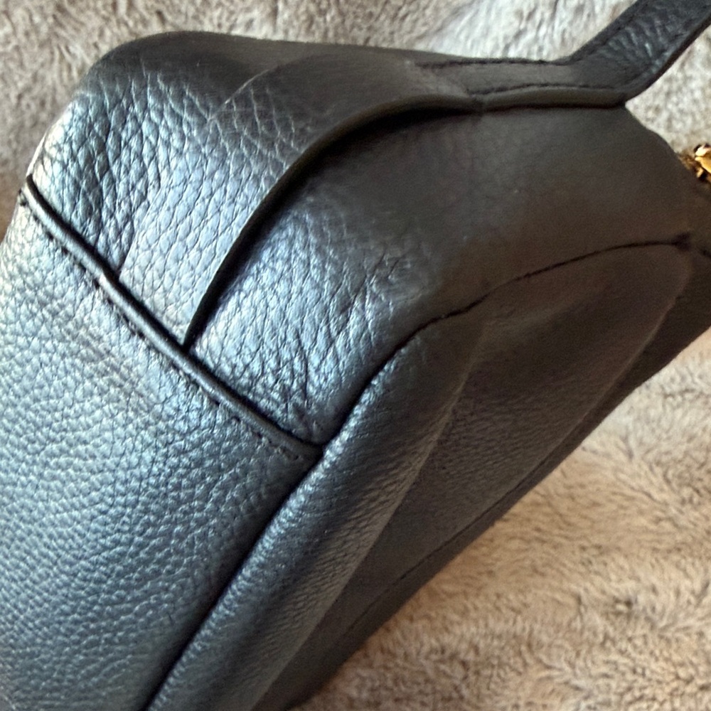 Thacker Shay Leather Camera Crossbody Bag Black Pebble Gold Hardware - Picture 6 of 16